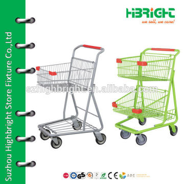 supermarket two layers basket shopping cart